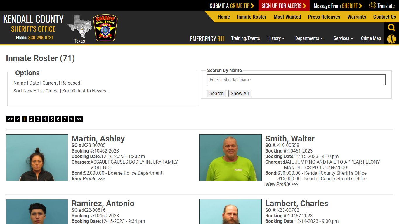Inmate Roster - Current Inmates Booking Date Descending - Kendall ...